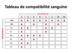 Tableau de compatibilité sanguine